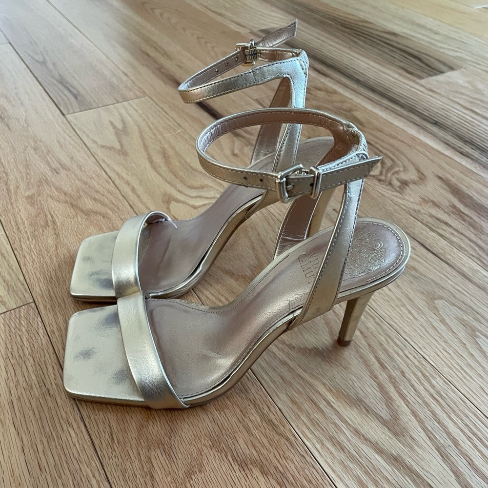 Elegant Gold Ankle Strap Heels